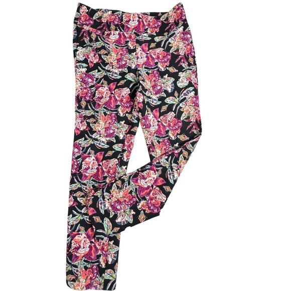 Soft Surroundings Pants - Soft Surroundings Pull On Pants Medium Women Pink Floral Cotton Stretch Colorful